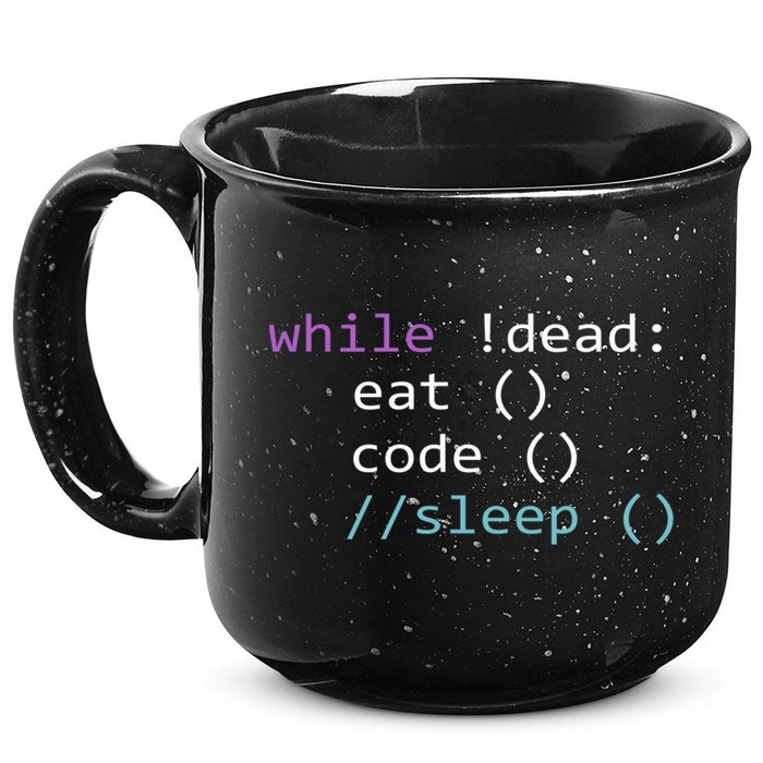 While Not Dead Eat Sleep Code Tech Hack Science Programming 15oz Campfire Ceramic Mug