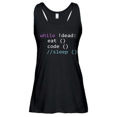 While Not Dead Eat Sleep Code Tech Hack Science Programming Ladies Essential Flowy Tank