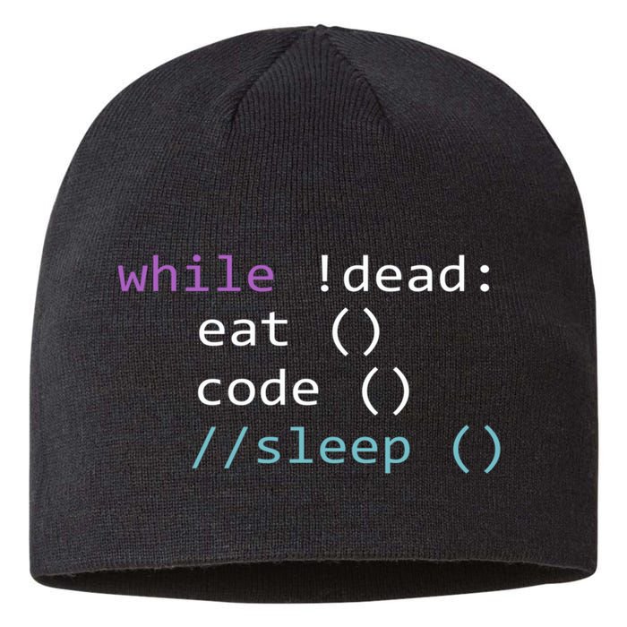 While Not Dead Eat Sleep Code Tech Hack Science Programming Sustainable Beanie
