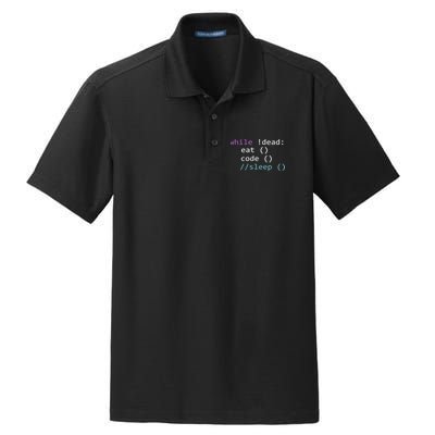 While Not Dead Eat Sleep Code Tech Hack Science Programming Dry Zone Grid Polo