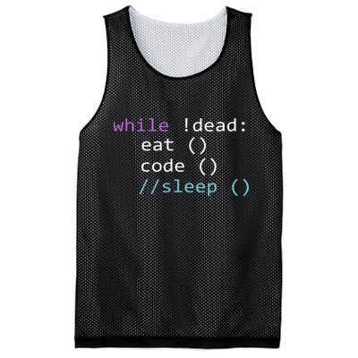 While Not Dead Eat Sleep Code Tech Hack Science Programming Mesh Reversible Basketball Jersey Tank