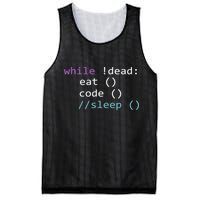 While Not Dead Eat Sleep Code Tech Hack Science Programming Mesh Reversible Basketball Jersey Tank
