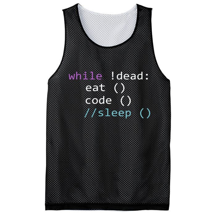 While Not Dead Eat Sleep Code Tech Hack Science Programming Mesh Reversible Basketball Jersey Tank