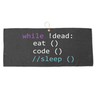 While Not Dead Eat Sleep Code Tech Hack Science Programming Large Microfiber Waffle Golf Towel