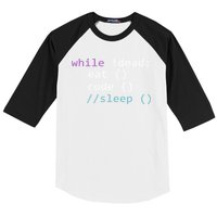 While Not Dead Eat Sleep Code Tech Hack Science Programming Baseball Sleeve Shirt
