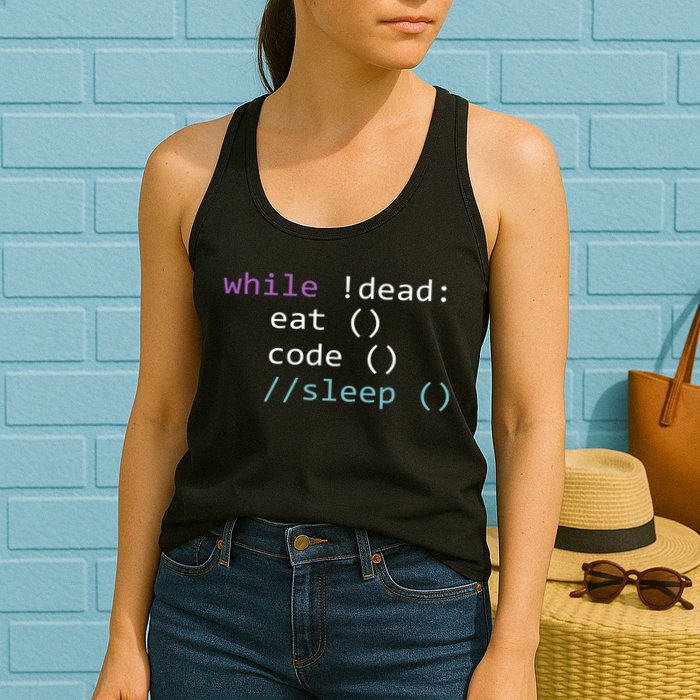 While Not Dead Eat Sleep Code Tech Hack Science Programming Womens Tank Top