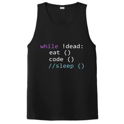 While Not Dead Eat Sleep Code Tech Hack Science Programming PosiCharge Competitor Tank
