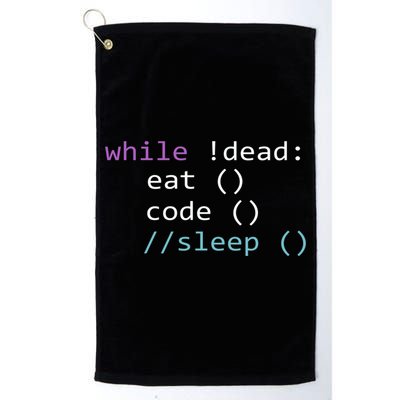 While Not Dead Eat Sleep Code Tech Hack Science Programming Golf Towel