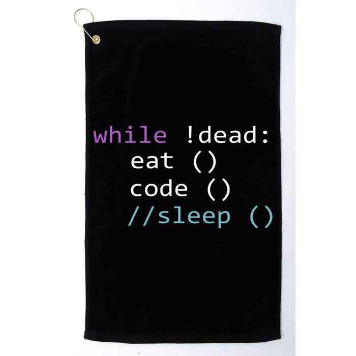 While Not Dead Eat Sleep Code Tech Hack Science Programming Golf Towel