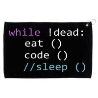 While Not Dead Eat Sleep Code Tech Hack Science Programming Grommeted Golf Towel
