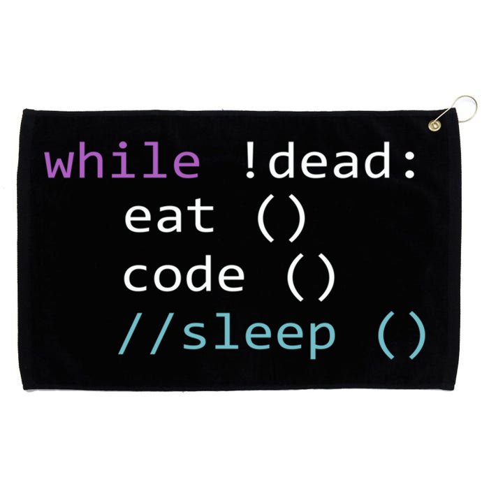 While Not Dead Eat Sleep Code Tech Hack Science Programming Grommeted Golf Towel