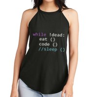 While Not Dead Eat Sleep Code Tech Hack Science Programming Women's Perfect Tri Rocker Tank
