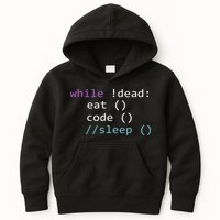 While Not Dead Eat Sleep Code Tech Hack Science Programming Kids Hoodie