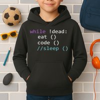 While Not Dead Eat Sleep Code Tech Hack Science Programming Kids Hoodie