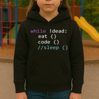 While Not Dead Eat Sleep Code Tech Hack Science Programming Kids Hoodie