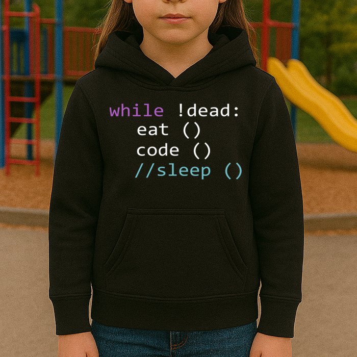 While Not Dead Eat Sleep Code Tech Hack Science Programming Kids Hoodie