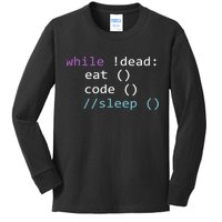 While Not Dead Eat Sleep Code Tech Hack Science Programming Kids Long Sleeve Shirt