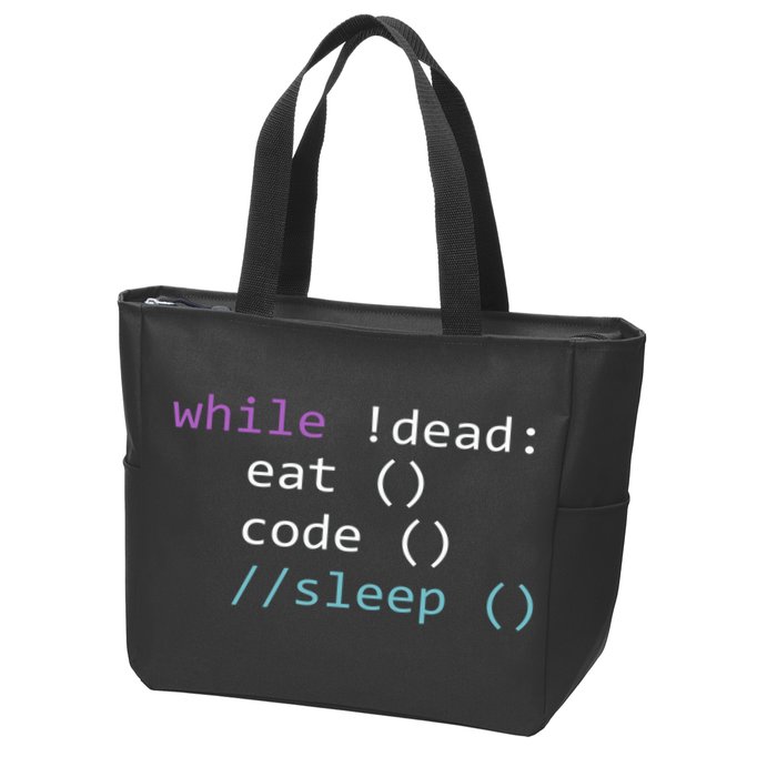 While Not Dead Eat Sleep Code Tech Hack Science Programming Zip Tote Bag