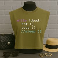 While Not Dead Eat Sleep Code Tech Hack Science Programming Garment-Dyed Women's Muscle Tee