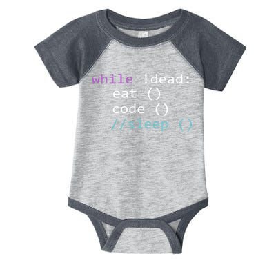 While Not Dead Eat Sleep Code Tech Hack Science Programming Infant Baby Jersey Bodysuit