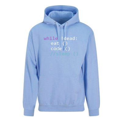 While Not Dead Eat Sleep Code Tech Hack Science Programming Unisex Surf Hoodie