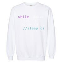 While Not Dead Eat Sleep Code Tech Hack Science Programming Garment-Dyed Sweatshirt