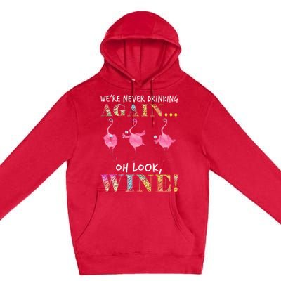 Were Never Drinking Again Oh Look Wine Funny Flamingo Premium Pullover Hoodie