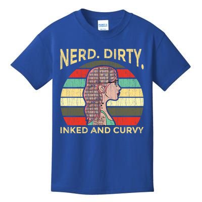 Wo Nerdy Dirty Inked Curvy Books Tattoo Gift Kids T-Shirt