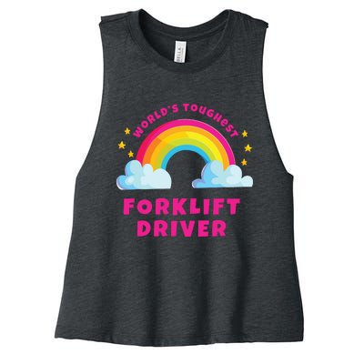 Worlds Nicest Forklift Driver Shirts Sarcastic Forklift Women's Racerback Cropped Tank