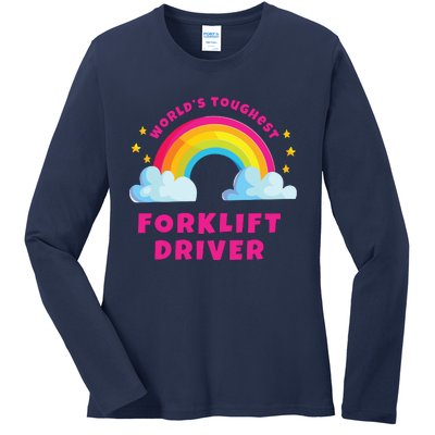 Worlds Nicest Forklift Driver Shirts Sarcastic Forklift Ladies Long Sleeve Shirt