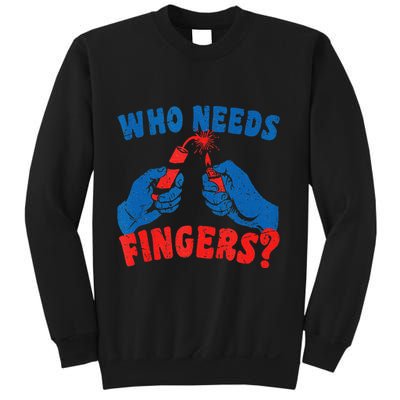 Who Needs Fingers Fireworks Funny Vintage 4th Of July Sweatshirt