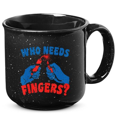 Who Needs Fingers Fireworks Funny Vintage 4th Of July 15oz Campfire Ceramic Mug