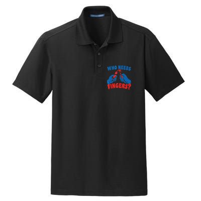 Who Needs Fingers Fireworks Funny Vintage 4th Of July Dry Zone Grid Polo