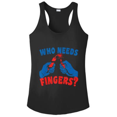 Who Needs Fingers Fireworks Funny Vintage 4th Of July Ladies PosiCharge Competitor Racerback Tank