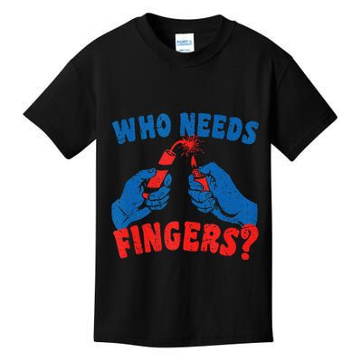 Who Needs Fingers Fireworks Funny Vintage 4th Of July Kids T-Shirt