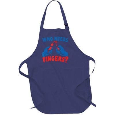 Who Needs Fingers Fireworks Funny Vintage 4th Of July Full-Length Apron With Pockets