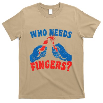 Who Needs Fingers Fireworks Funny Vintage 4th Of July T-Shirt