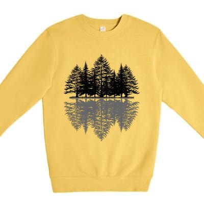 Wildlife Nature Forest Trees Reflection Outdoor Forest Premium Crewneck Sweatshirt