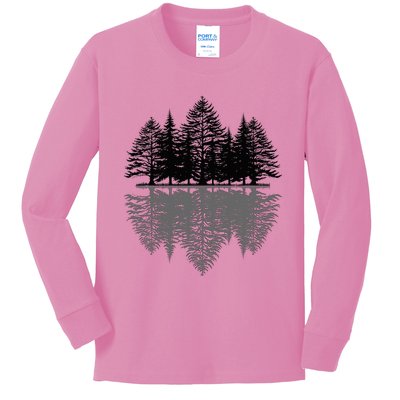 Wildlife Nature Forest Trees Reflection Outdoor Forest Kids Long Sleeve Shirt