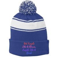 Wo Not Fragile Like A Flower Fragile Like A Bomb Gift Cool Gift Stripe Pom Pom Beanie