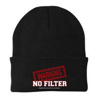 Warning No Filter Proceed With Caution Knit Cap Winter Beanie