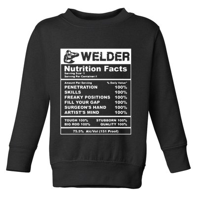 Welder Nutrition Facts Welder Toddler Sweatshirt