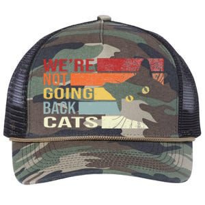 WeRe Not Going Back Cats Funny Cat 2024 Retro Rope Trucker Hat Cap