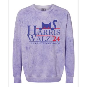 Were Not Going Back Funny Cat Lady Harris Waltz 2024 Gift Colorblast Crewneck Sweatshirt