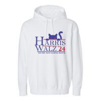 Were Not Going Back Funny Cat Lady Harris Waltz 2024 Gift Garment-Dyed Fleece Hoodie