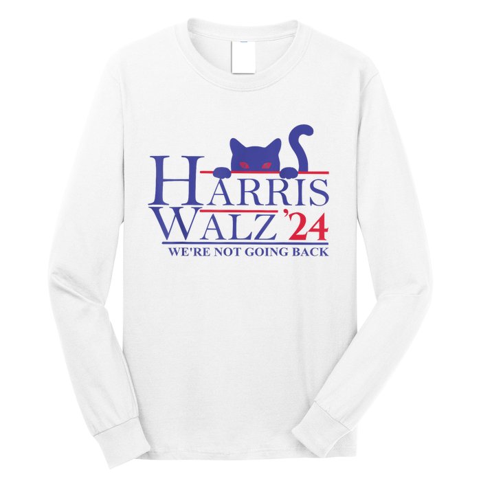 Were Not Going Back Funny Cat Lady Harris Waltz 2024 Gift Long Sleeve Shirt