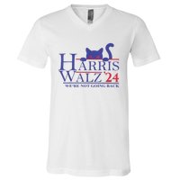 Were Not Going Back Funny Cat Lady Harris Waltz 2024 Gift V-Neck T-Shirt