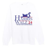 Were Not Going Back Funny Cat Lady Harris Waltz 2024 Gift Premium Crewneck Sweatshirt