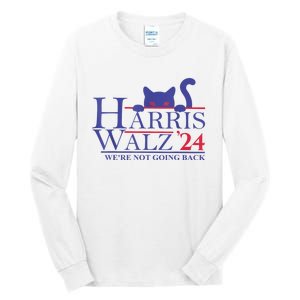 Were Not Going Back Funny Cat Lady Harris Waltz 2024 Gift Tall Long Sleeve T-Shirt