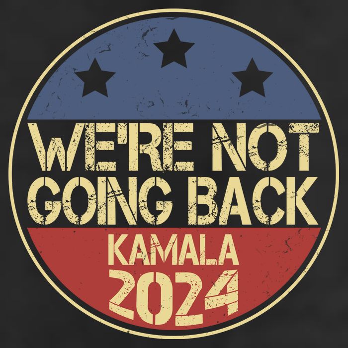 Were Not Going Back Kamala Harris 2024 Campaign 7 Panel Mesh Trucker Snapback Hat